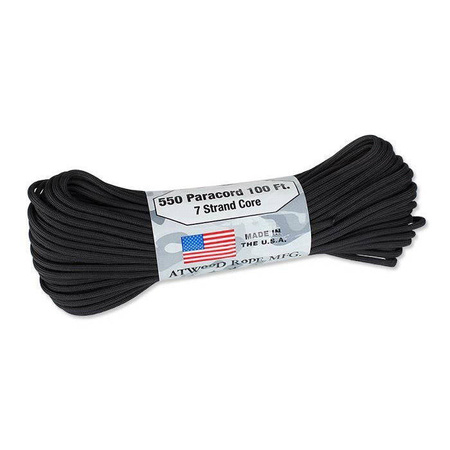 Atwood Rope - Paracord - MIL-SPEC 550-7 - 4 mm - Czarny - 30,48m