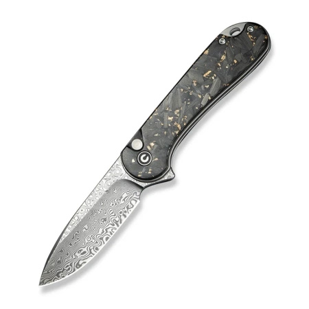 Nóż składany Civivi Button Lock Elementum II Shredded Carbon Fiber/Golden Shred, Damascus (C18062P-10)