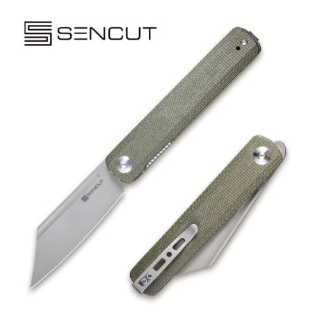 Sencut - Nóż składany Bronte Green Micarta, Gray Stonewashed 9Cr18MoV (SA08B)
