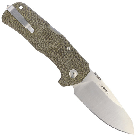 Nóż składany LionSteel TM1 Green Canvas Micarta, Satin Sleipner by Molletta (TM1 CVG)