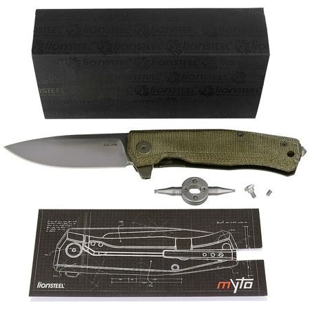 Nóż składany LionSteel Myto, Green Micarta, Satin M390 by Molletta (MT01 CVG)