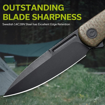 Nóż składany Civivi Caetus Green Burlap Micarta, Black Stonewashed 14C28N (C21025C-3)