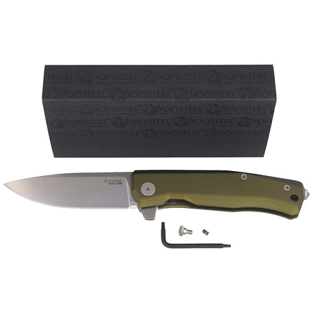 Nóż składany LionSteel Myto Green Aluminium, Stonewashed (MT01A GS)