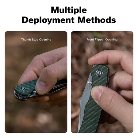 Nóż składany Civivi Clingman Green Canvas Micarta, Black Stonewashed Nitro-V by Taylor Martin Best Damn EDC (C23065-4)