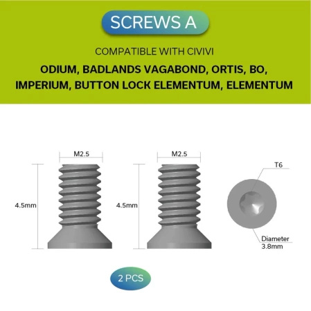 Śruby do klipsa Civivi Black Stainless Steel T6 3.8 mm - 10 szt. (CA-12B)