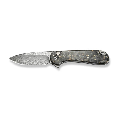 Nóż składany Civivi Button Lock Elementum II Shredded Carbon Fiber/Golden Shred, Damascus (C18062P-10)