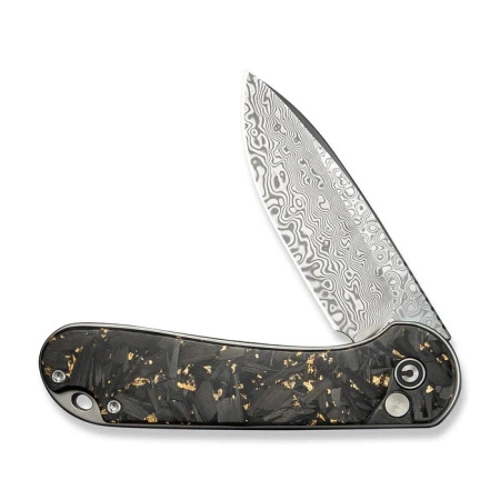 Nóż składany Civivi Button Lock Elementum II Shredded Carbon Fiber/Golden Shred, Damascus (C18062P-10)